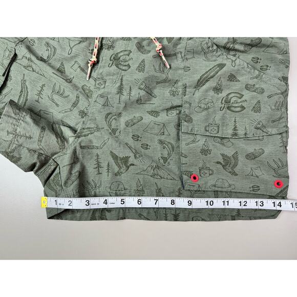 Columbia Womens Hiking Shorts XL Green Organic Cotton Camping Print Outdoor GORP - Picture 5 of 13